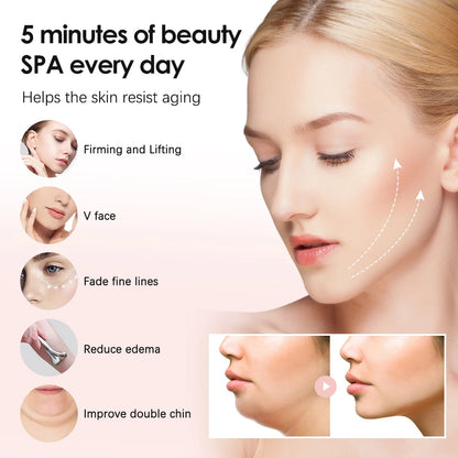 2023 EMS Pulse Neck Face Massager Roller 4D Facial Lifting Machine anti Aging Wrinkle Removal Dark Circles Eye Care Beauty Tool