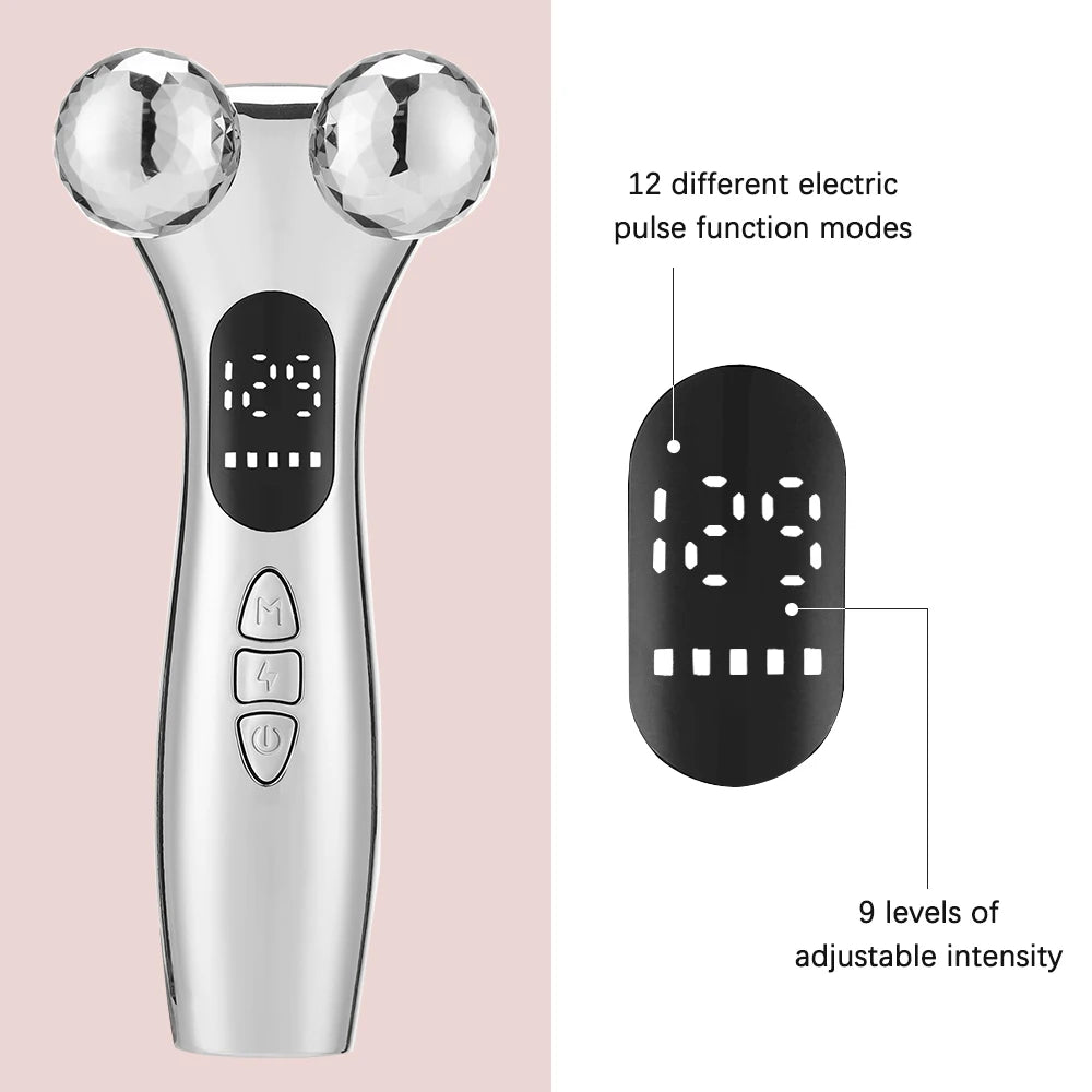 2023 EMS Pulse Neck Face Massager Roller 4D Facial Lifting Machine anti Aging Wrinkle Removal Dark Circles Eye Care Beauty Tool