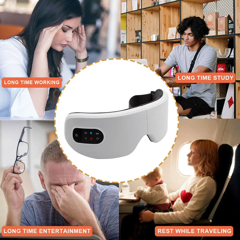 Smart Electric Eye Massager Air Pressure Hot Compress Massage Glasses Foldable Bluetooth Music Eyes Massage USB Rechargeable