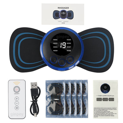 Mini Massage Patch Cervical Massager Shoulder and Neck Massager EMS Portable Pulse Smart Massage Patch 8 Modes 19 Gears